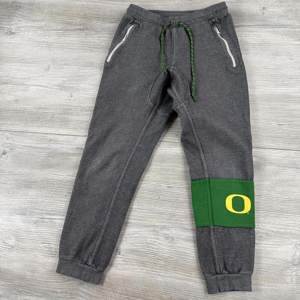 Nike Oregon Ducks Joggers Sweatpants Small Heather Gray Y2K Leg Patch "O"